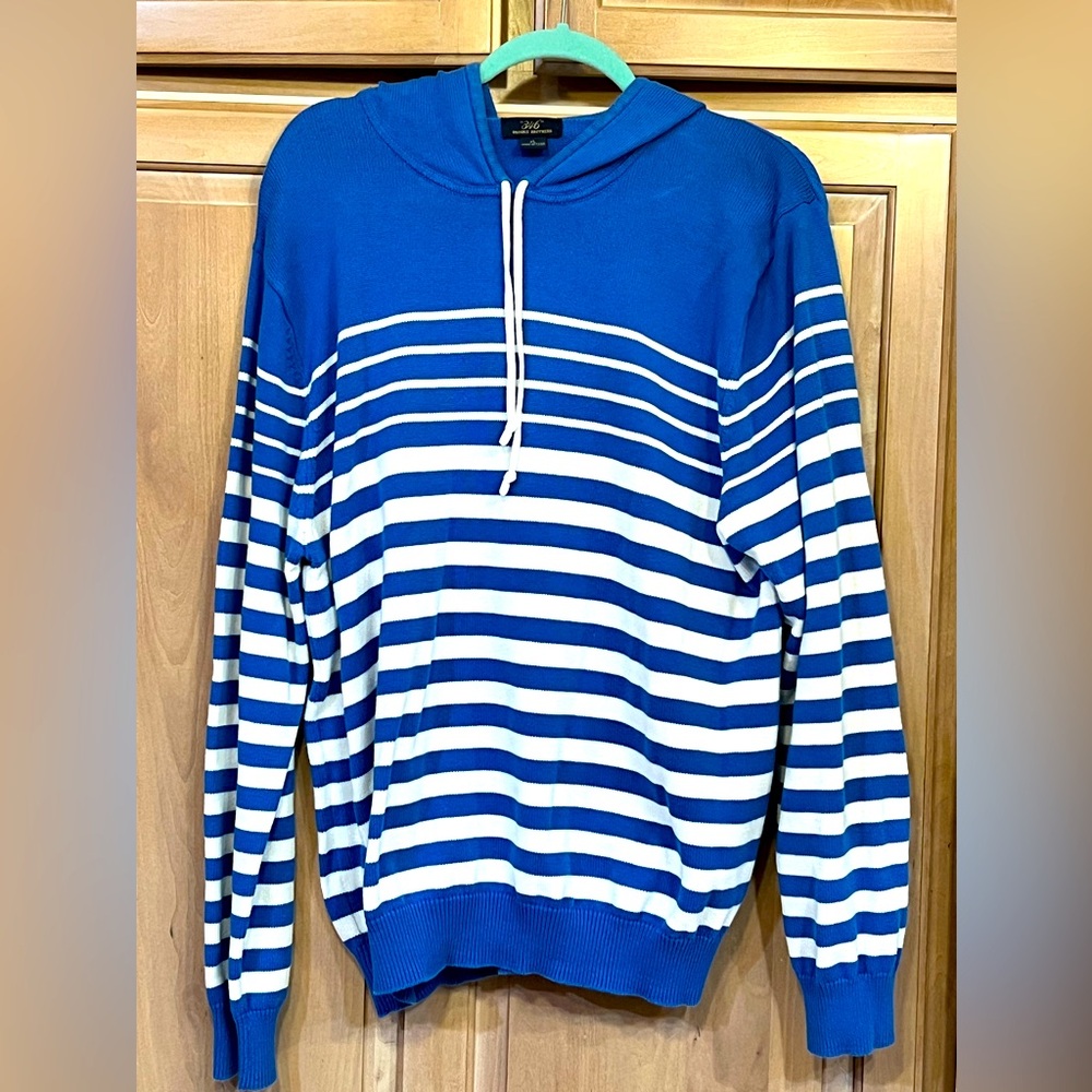 🩵BROOKS BROTHERS 346🩵COTTON STRIPED HOODED SWEATER MEN’S SIZE XL